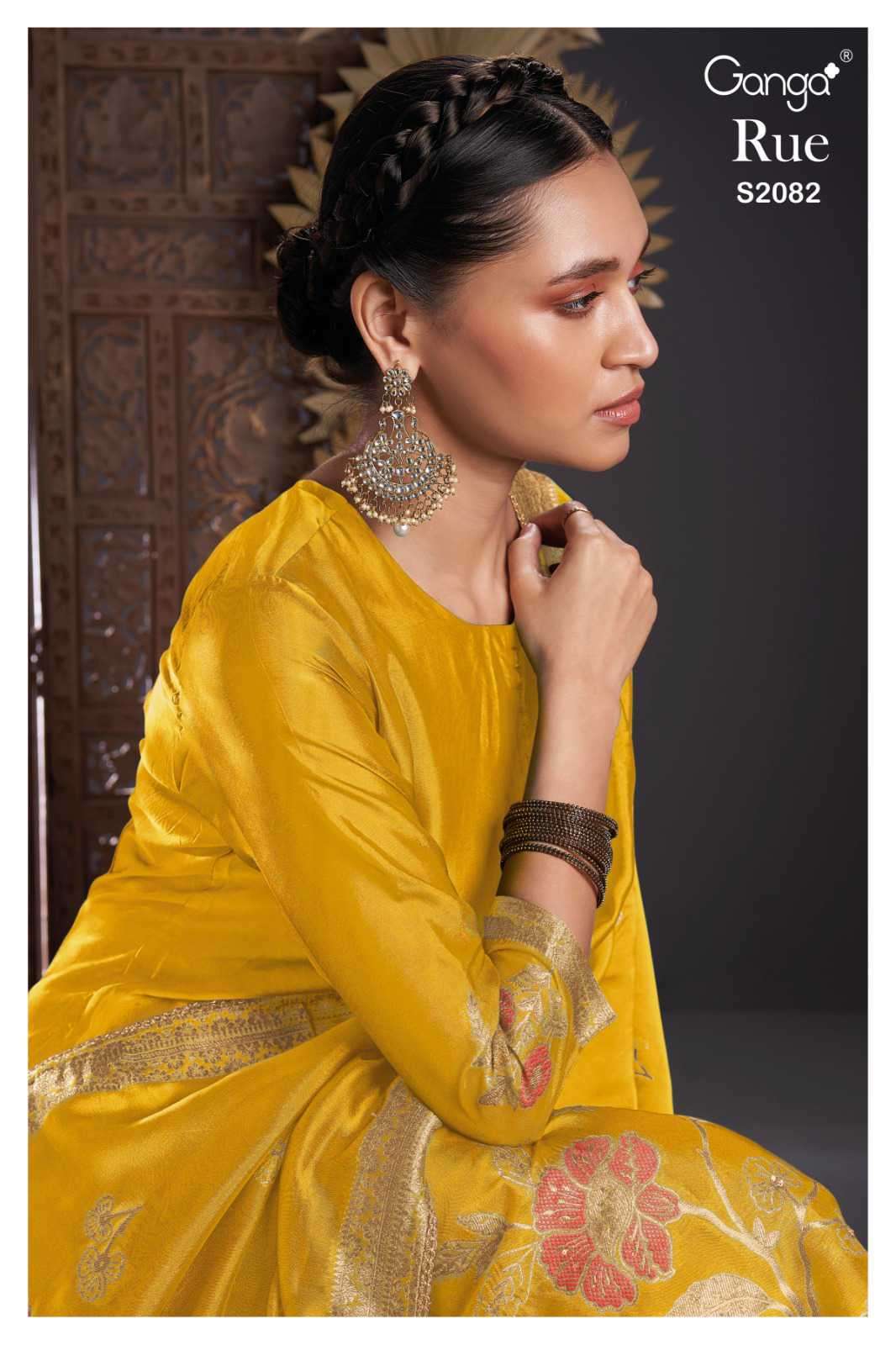 GANGA RUE 2082 NEW COLORS WEDDING WEAR DESIGNER SILK BRANDED SUIT SUPPLIER 