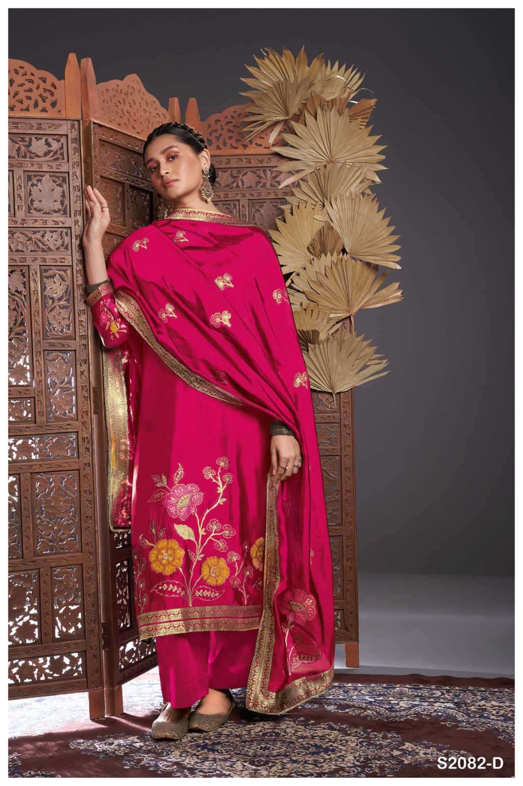 GANGA RUE 2082 NEW COLORS WEDDING WEAR DESIGNER SILK BRANDED SUIT SUPPLIER 