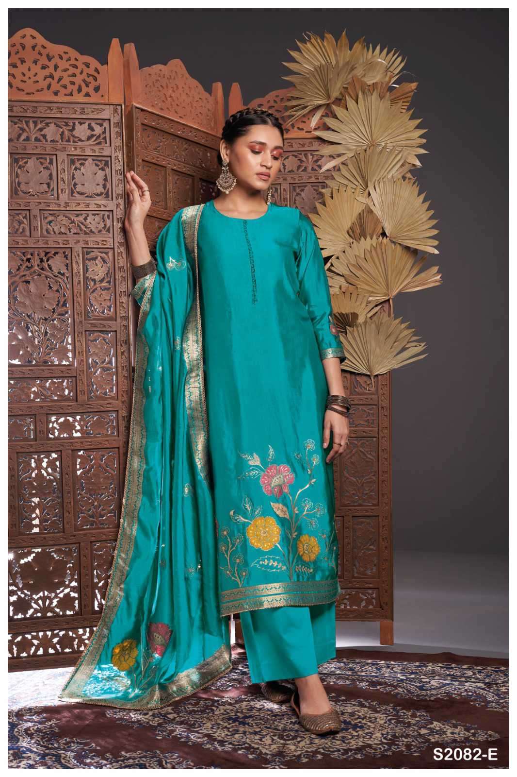 GANGA RUE 2082 NEW COLORS WEDDING WEAR DESIGNER SILK BRANDED SUIT SUPPLIER 