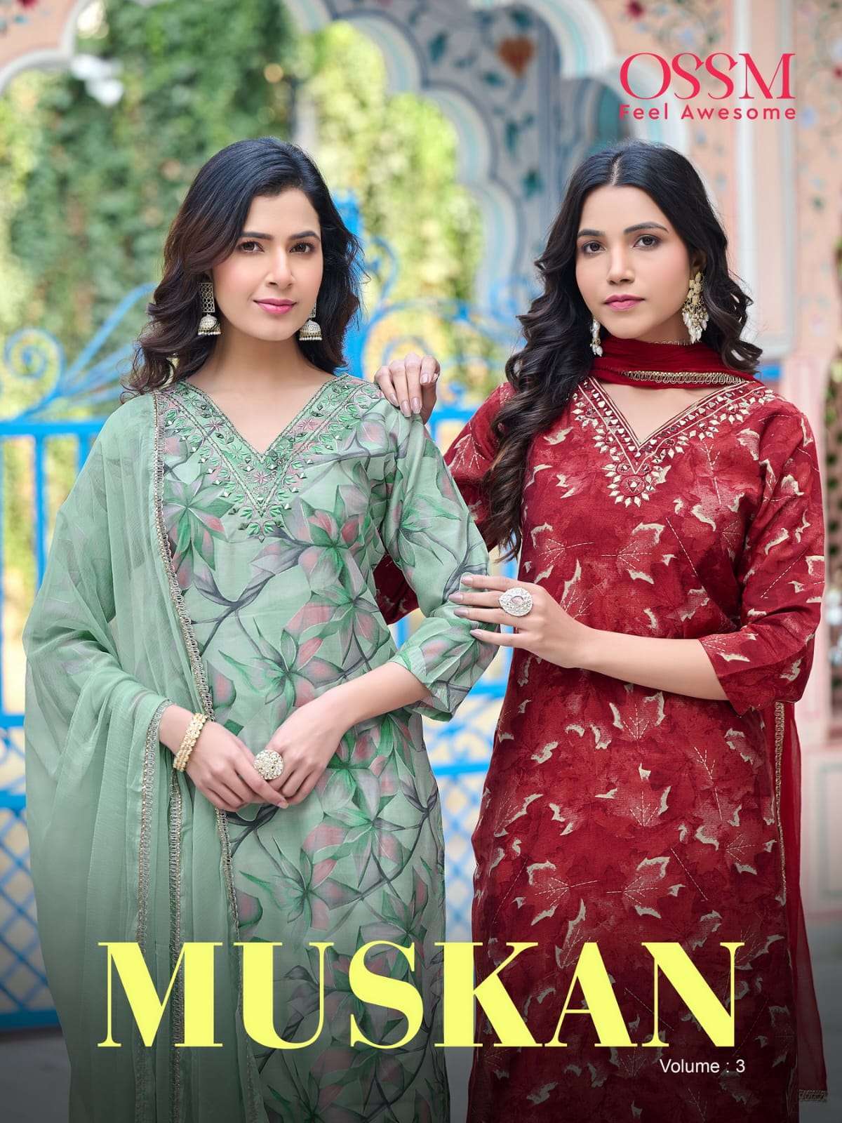 OSSM MUKAN VOL 3 MODEL PRINT KURTI PANT WITH DUPATTA LATEST CATALOGUE 2023