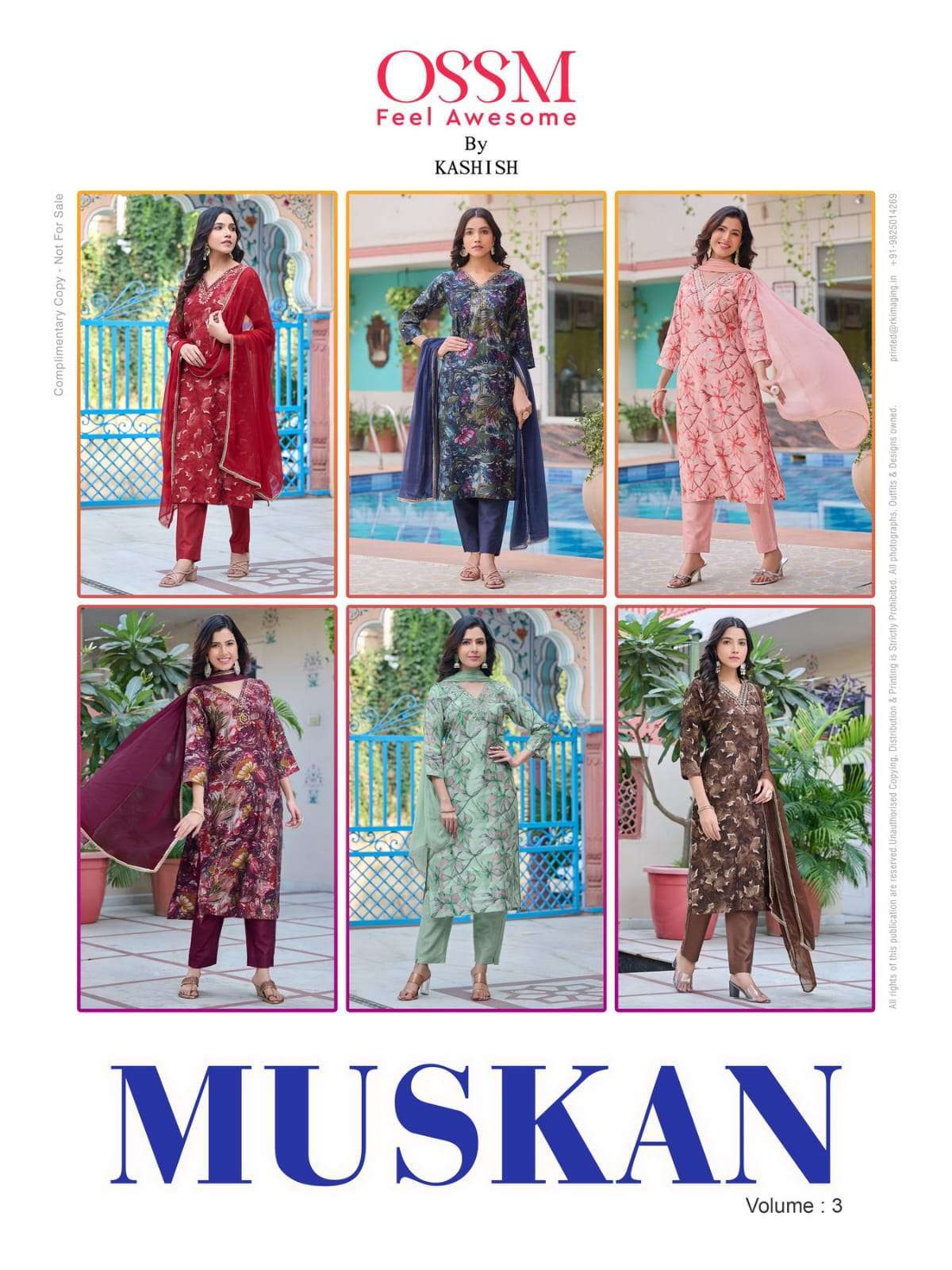 OSSM MUKAN VOL 3 MODEL PRINT KURTI PANT WITH DUPATTA LATEST CATALOGUE 2023