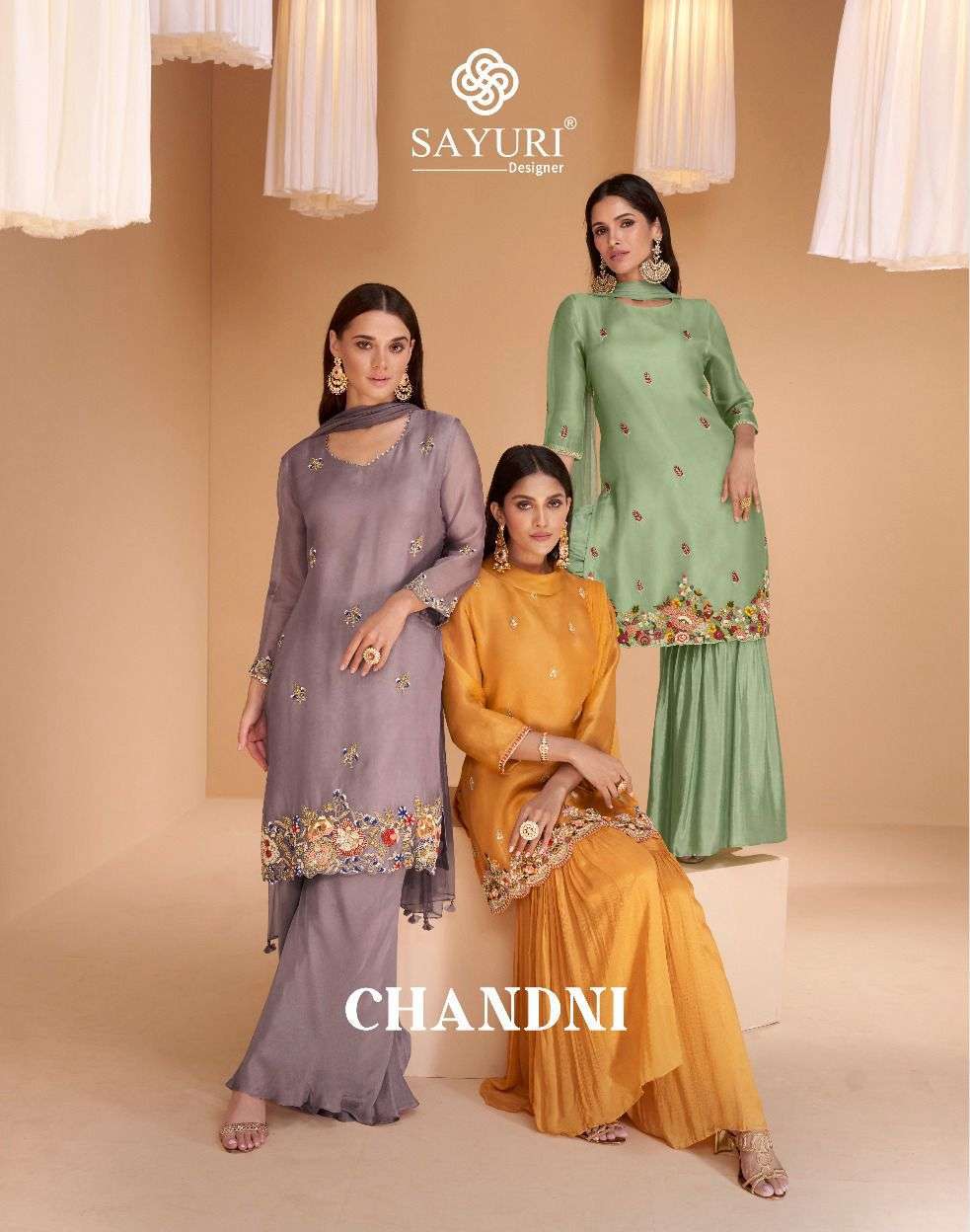 SAYURI DESIGNER CHANDNI DESIGNER STYLE SHARARA WEDDING WEAR DRESS NEW CATALOGUE 2023