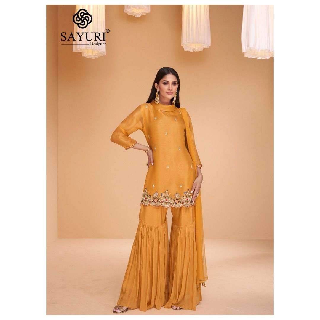 SAYURI DESIGNER CHANDNI DESIGNER STYLE SHARARA WEDDING WEAR DRESS NEW CATALOGUE 2023