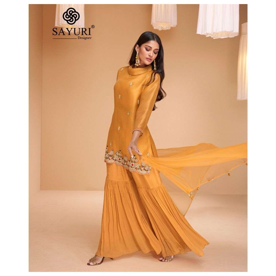 SAYURI DESIGNER CHANDNI DESIGNER STYLE SHARARA WEDDING WEAR DRESS NEW CATALOGUE 2023