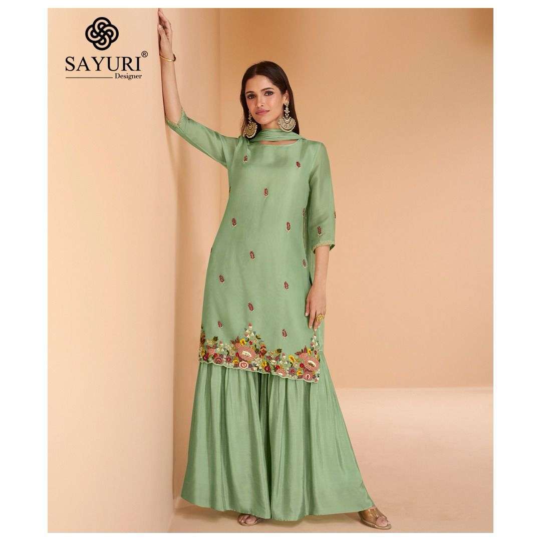 SAYURI DESIGNER CHANDNI DESIGNER STYLE SHARARA WEDDING WEAR DRESS NEW CATALOGUE 2023