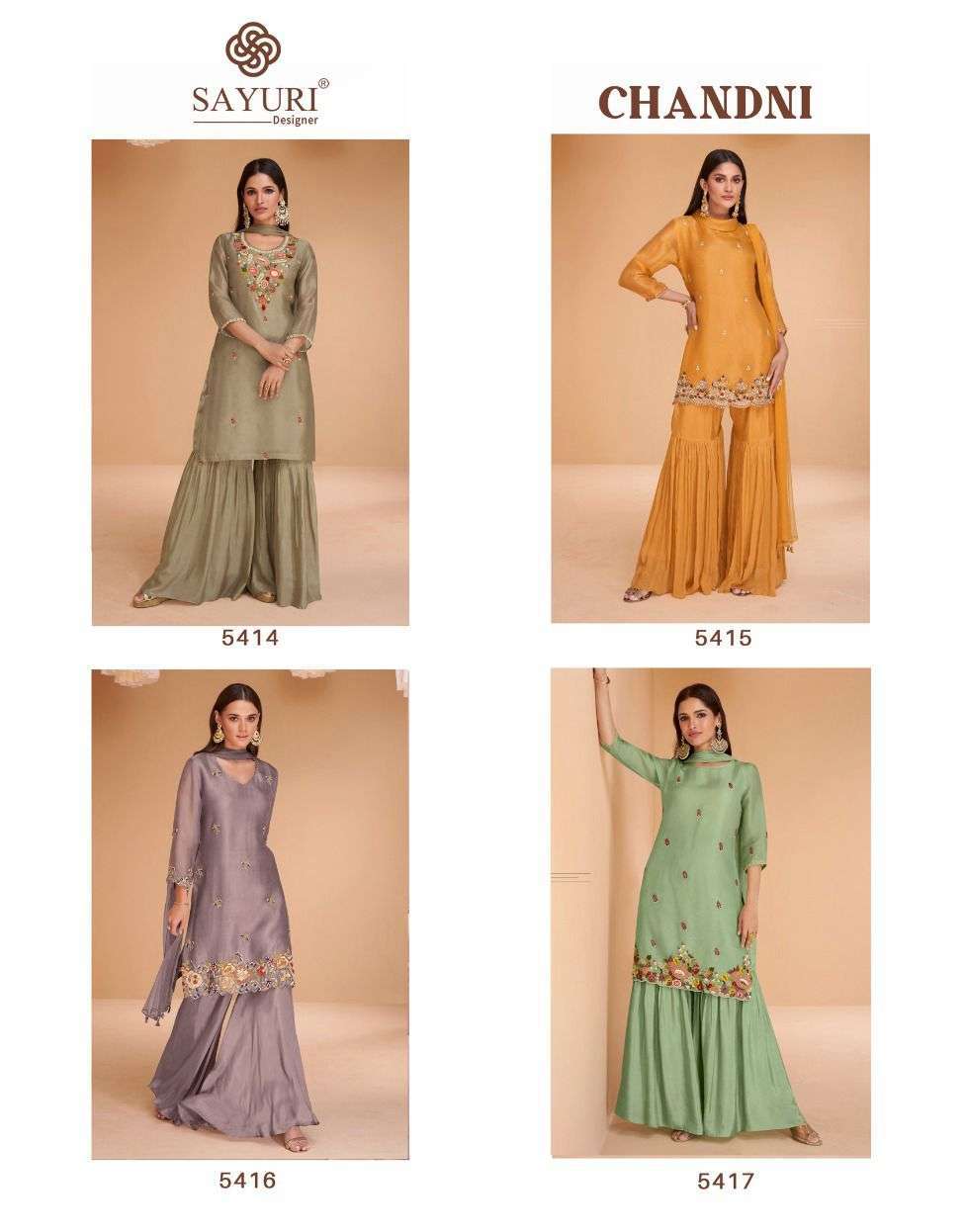 SAYURI DESIGNER CHANDNI DESIGNER STYLE SHARARA WEDDING WEAR DRESS NEW CATALOGUE 2023
