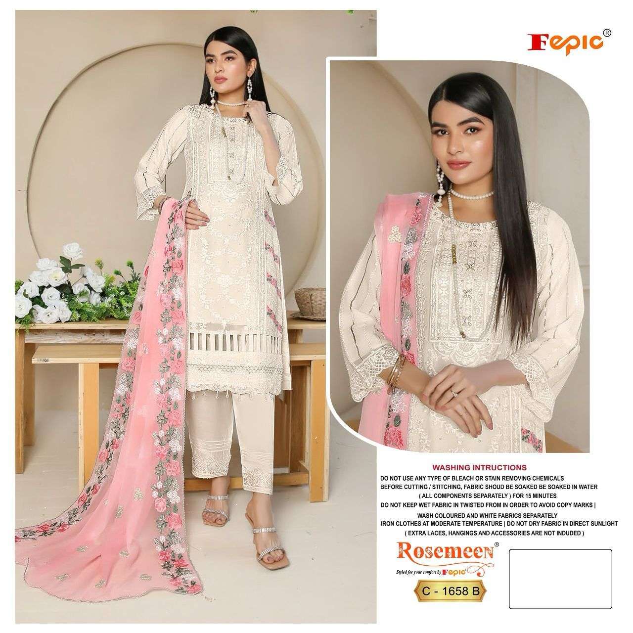 FEPIC C 1658 COLORS HEAVY EMBROIDERY PAKISTANI DRESS COLLECTION WHOLESALE RATE