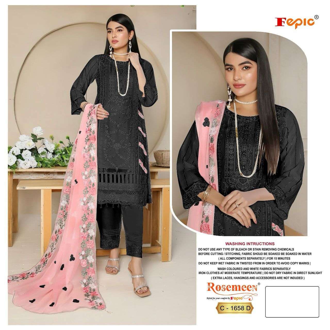 FEPIC C 1658 COLORS HEAVY EMBROIDERY PAKISTANI DRESS COLLECTION WHOLESALE RATE 