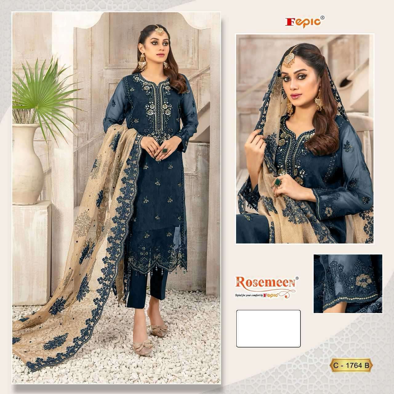 FEPIC C 1764 COLORS HEAVY DESIGNER PAKISTANI DRESS FESTIVE COLLECTION WHOLESALE PRICE 