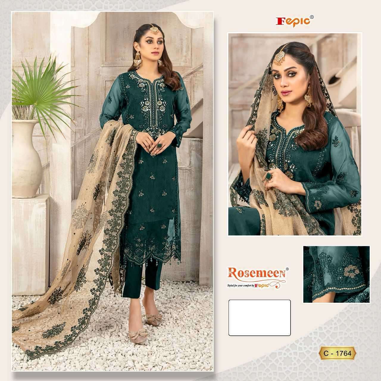 FEPIC C 1764 COLORS HEAVY DESIGNER PAKISTANI DRESS FESTIVE COLLECTION WHOLESALE PRICE 