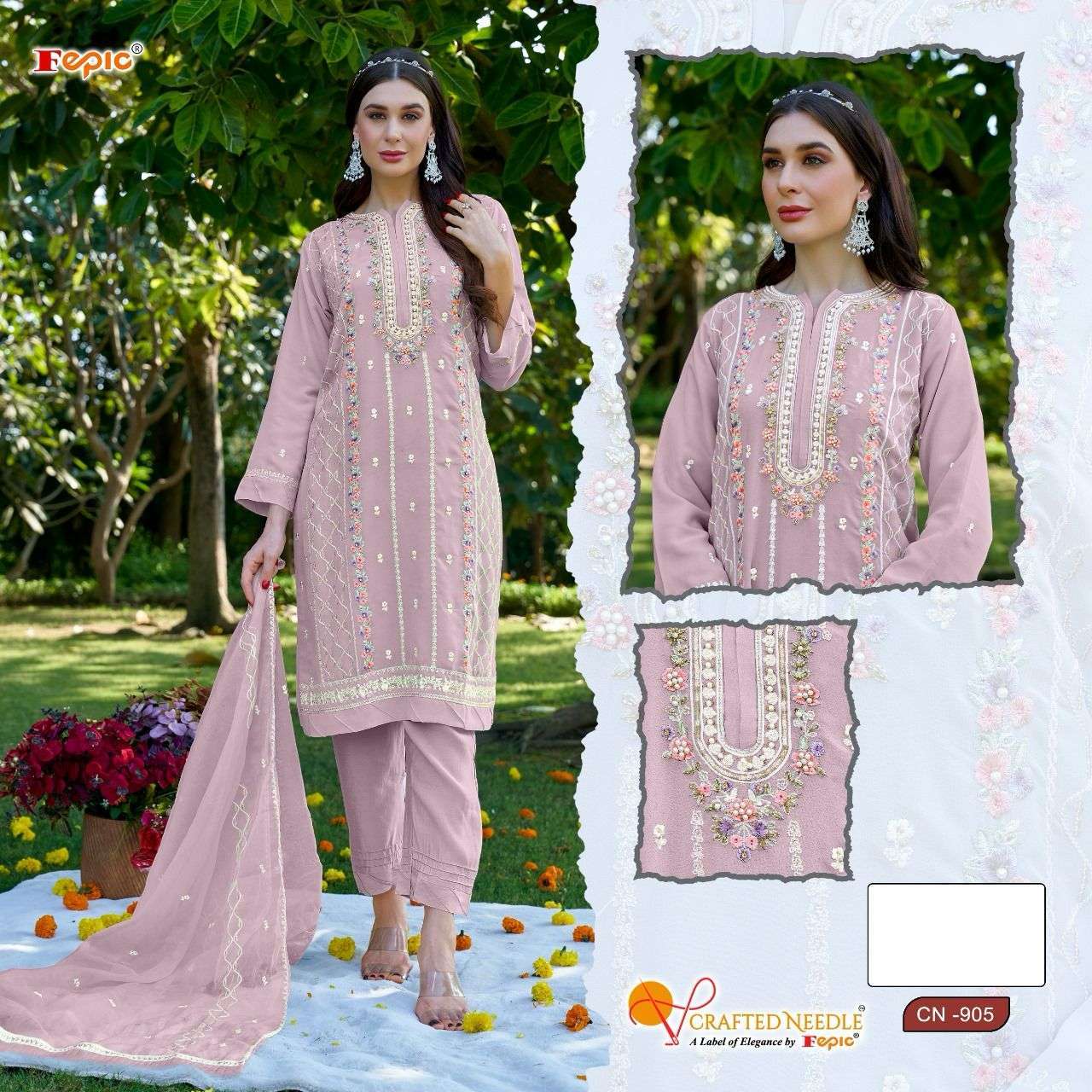 FEPIC CN 905 COLORS PAKISTANI GEORGETTE READYMADE SUIT COLLECTION WHOLESALE PRICE 
