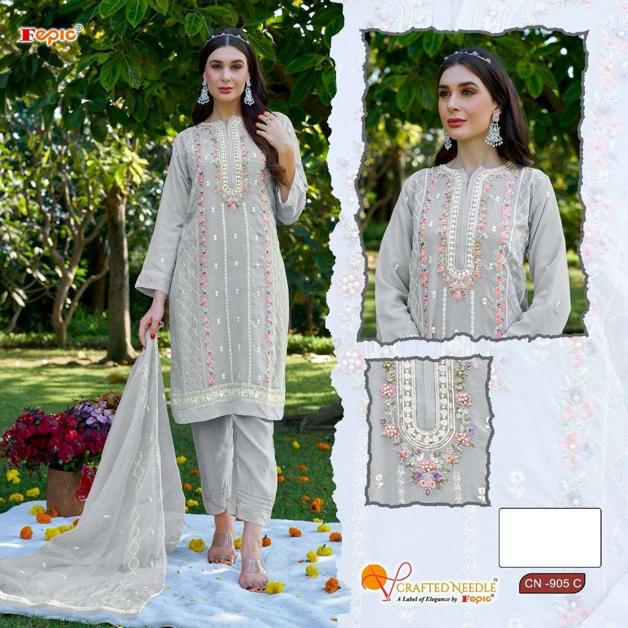 FEPIC CN 905 COLORS PAKISTANI GEORGETTE READYMADE SUIT COLLECTION WHOLESALE PRICE 