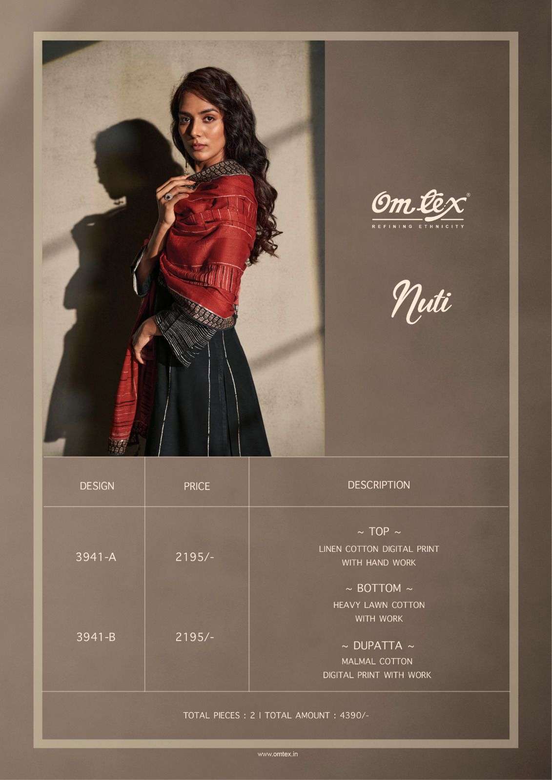 OMTEX NUTI FANCY LINEN COTTON LADIES SUIT CATALOG EXPORTER 