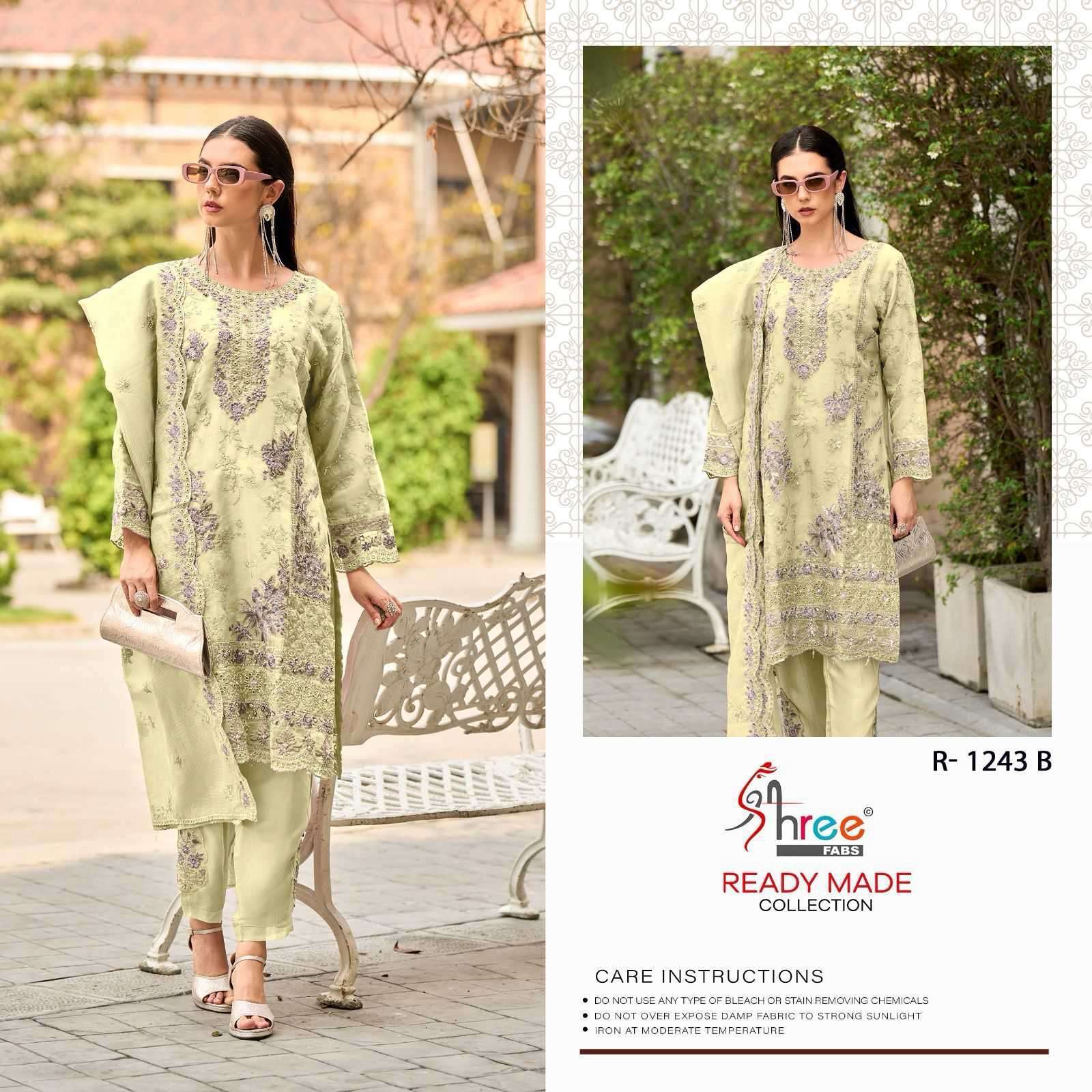 SHREE FABS R 1243 COLORS READYMADE ORGANZA EMBROIDERY PAKISTANI SUIT SUPPLIER 