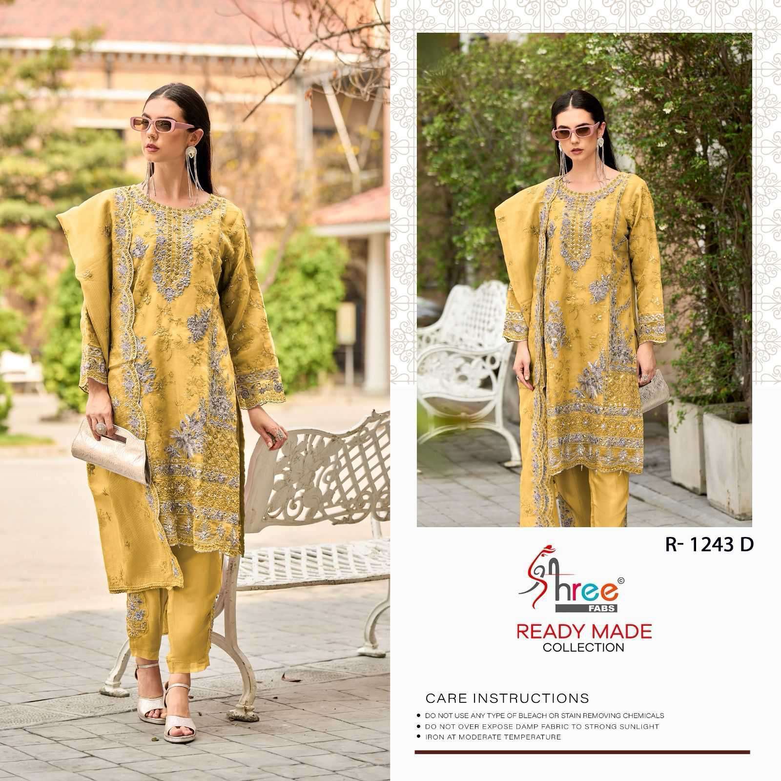 SHREE FABS R 1243 COLORS READYMADE ORGANZA EMBROIDERY PAKISTANI SUIT SUPPLIER 