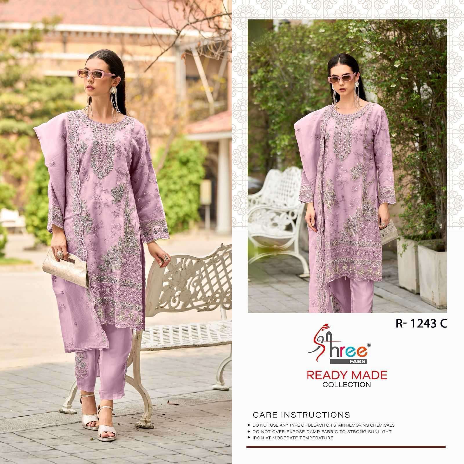 SHREE FABS R 1243 COLORS READYMADE ORGANZA EMBROIDERY PAKISTANI SUIT SUPPLIER 