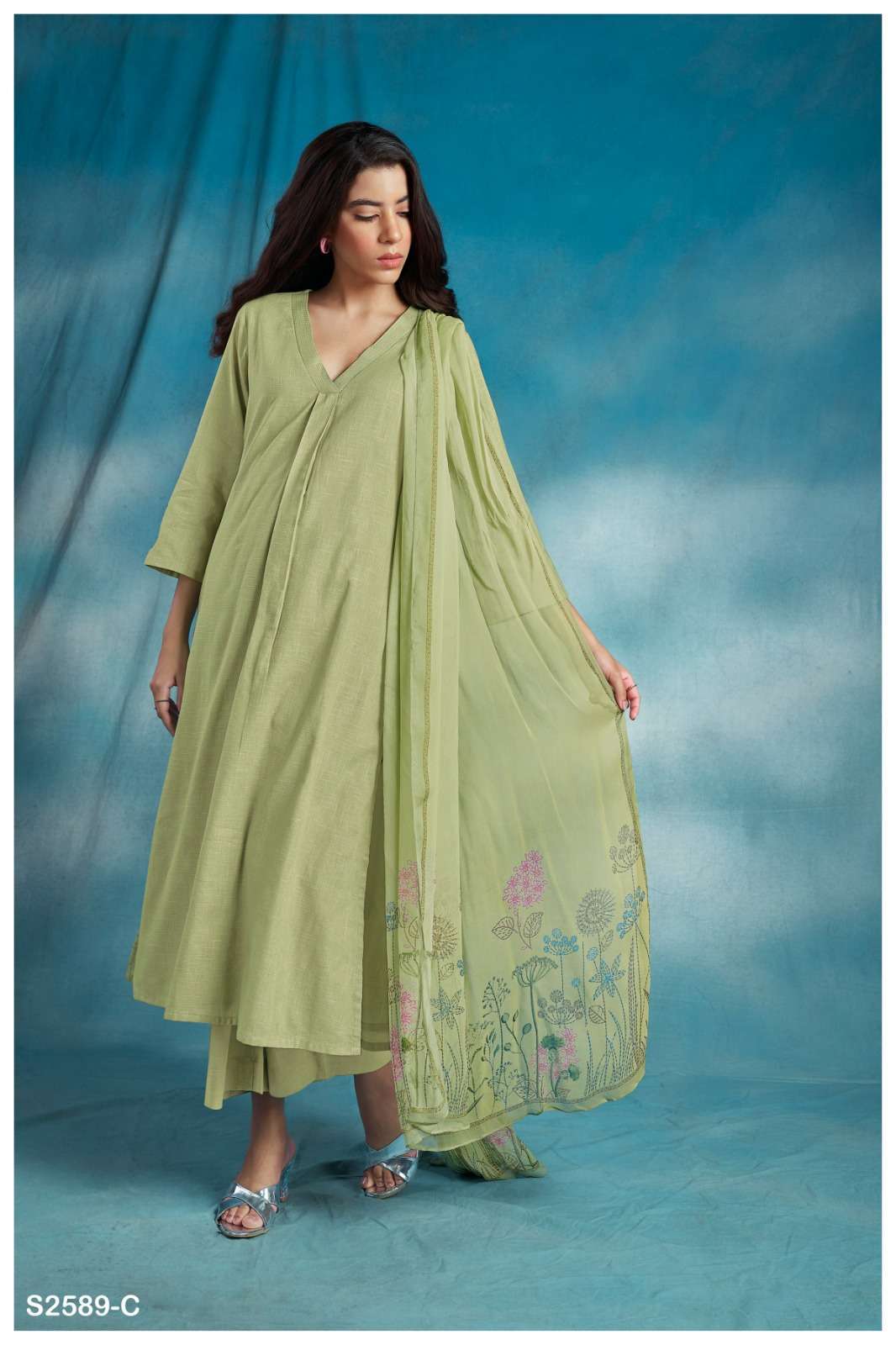 GANGA ORA 2589 COTTON LINEN CATALOG SUMMER WEAR SUIT CATALOG WHOLESALER 
