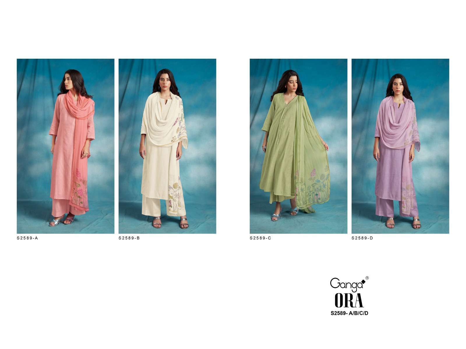 GANGA ORA 2589 COTTON LINEN CATALOG SUMMER WEAR SUIT CATALOG WHOLESALER 