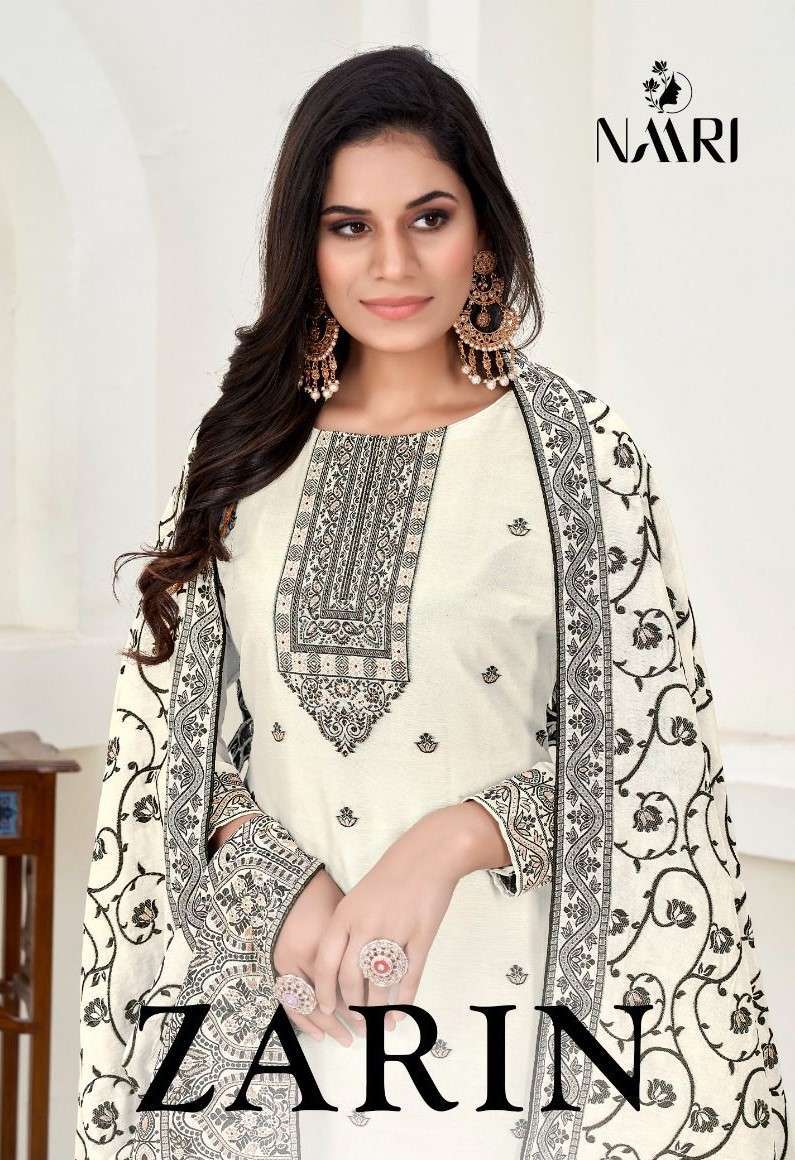 NAARI ZARIN PURE MUSLIN BLACK ADN WHITE SUIT CATALOG EXPORTER BEST RATE 