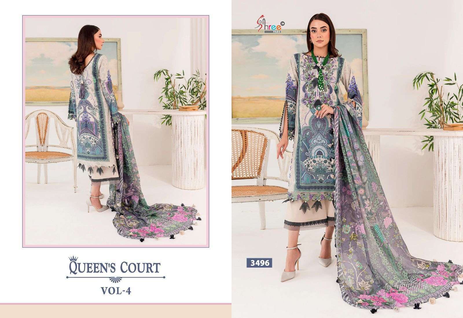 SHREE FABS QUEENS COURT VOL 4 PAKISTANI COTTON DRESS CATALOG EXPORTER