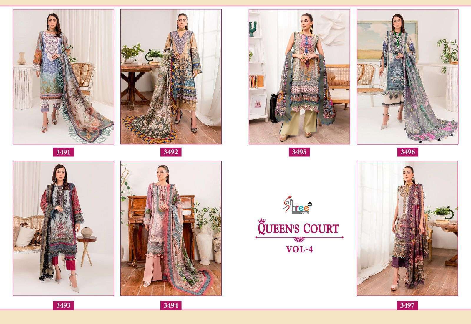 SHREE FABS QUEENS COURT VOL 4 PAKISTANI COTTON DRESS CATALOG EXPORTER