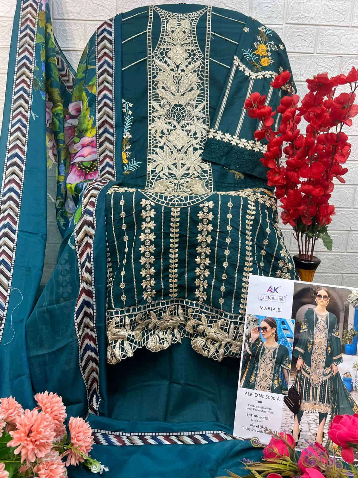 AL KHUSHBU MARIA B 5080 COLORS LATEST EMBROIDERED COTTON DRESS SUPPLIER BEST RATE 