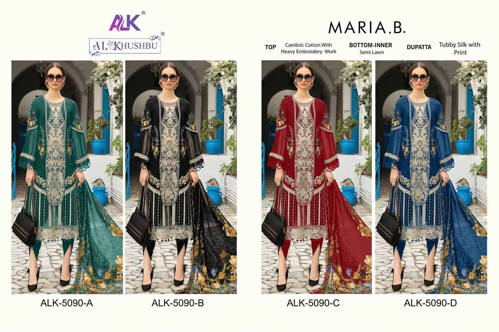 AL KHUSHBU MARIA B 5080 COLORS LATEST EMBROIDERED COTTON DRESS SUPPLIER BEST RATE 