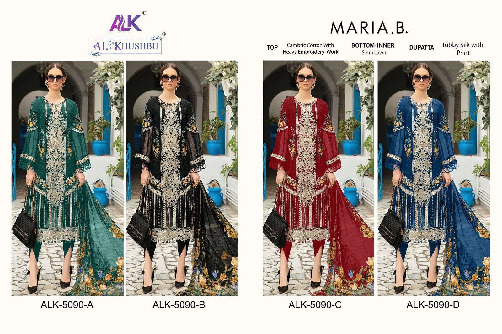 AL KHUSHBU MARIA B ALK 5090 COLORS LATEST PAKISTANI COTTON DRESS SUPPLIER IN SURAT 2024