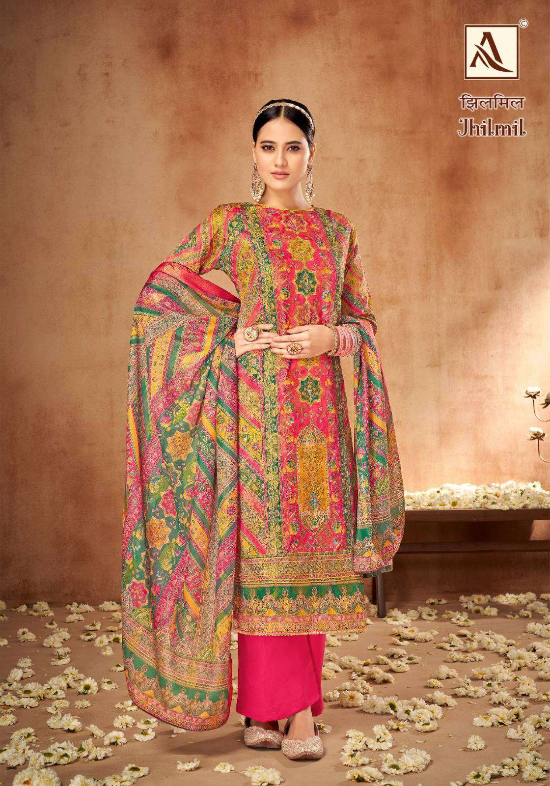 ALOK SUIT JHILMIL LATEST DESIGNS MUSLIN DRESS CATALOGUE WHOLESALE PRICE