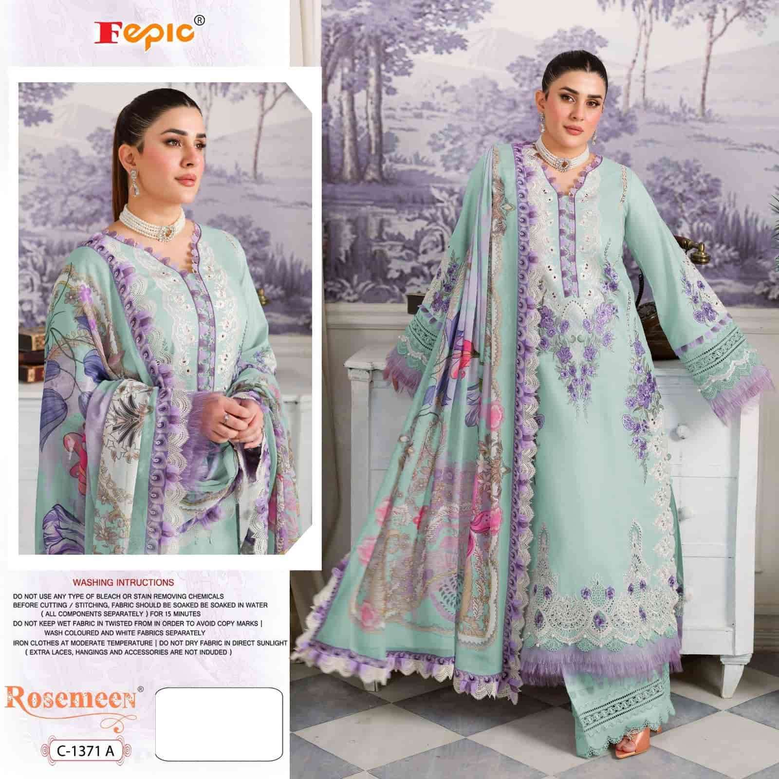 FEPIC C 1371 COLORS PAKISTANI DESIGNER EMBROIDERED COTTON DRESS WHOLESALER IN SURAT