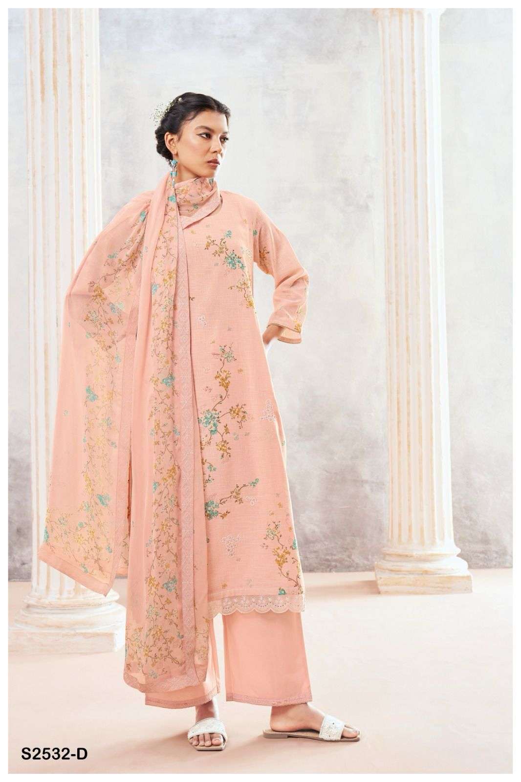 GANGA EMINE 2532 FANCY WORK COTTON DRESS CATALOG WHOLESALER IN SURAT 2024