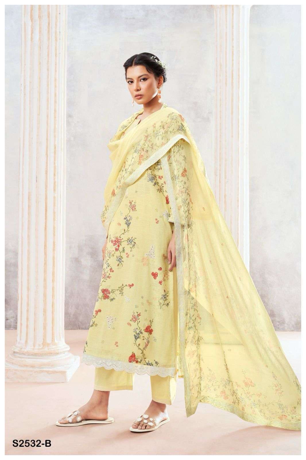 GANGA EMINE 2532 FANCY WORK COTTON DRESS CATALOG WHOLESALER IN SURAT 2024