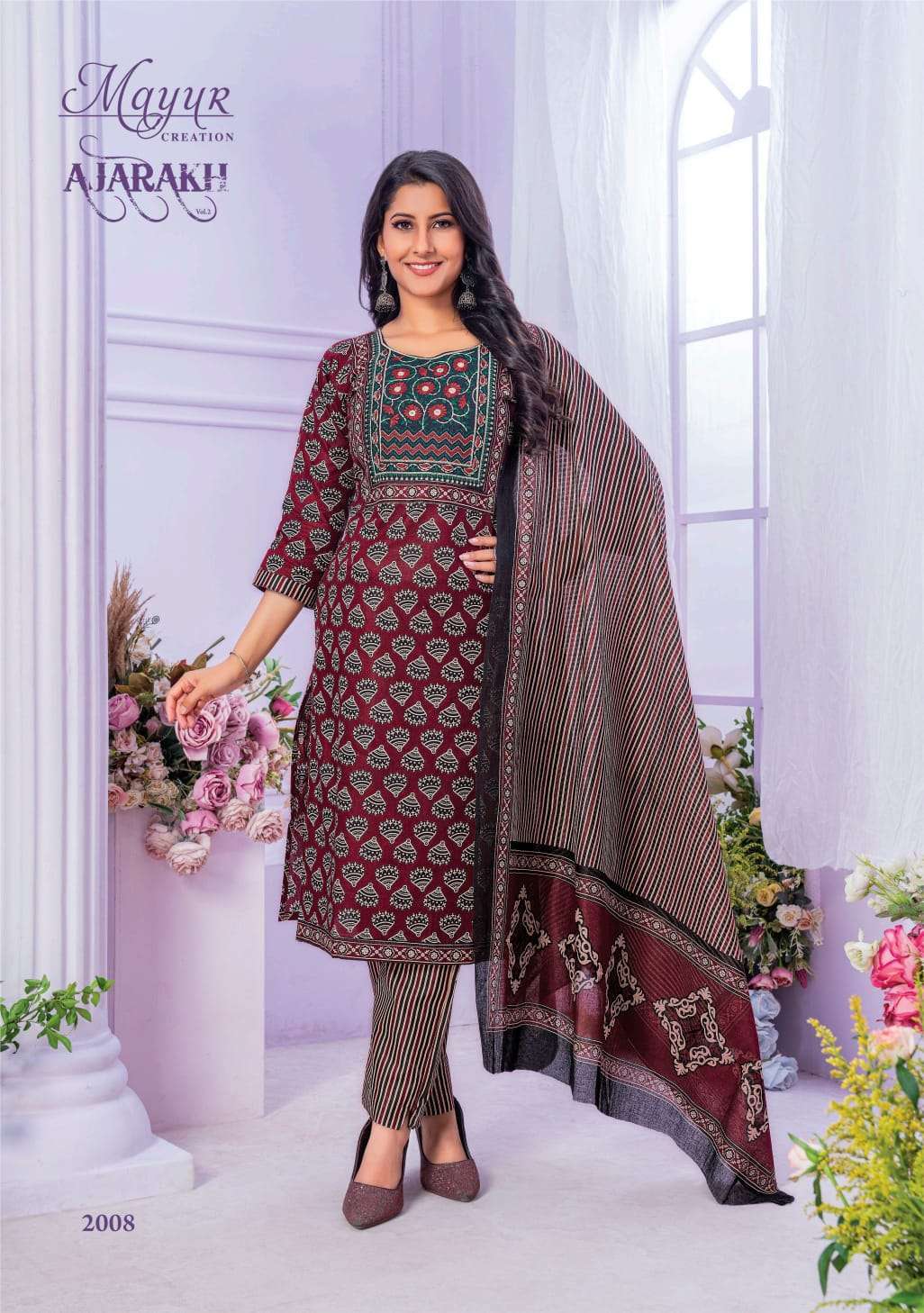MAYUR CREATION AJARAKH VOL 2 COTTON PRINTED KURTI BOTTOM WITH DUPATTA LATEST CATALOGUE 