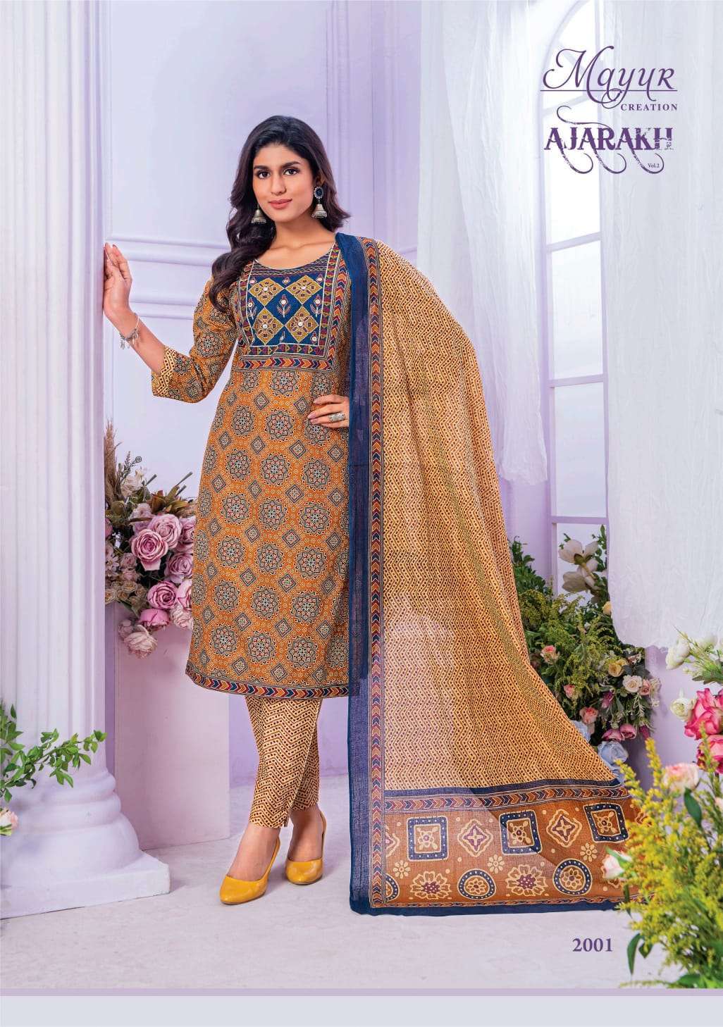MAYUR CREATION AJARAKH VOL 2 COTTON PRINTED KURTI BOTTOM WITH DUPATTA LATEST CATALOGUE 