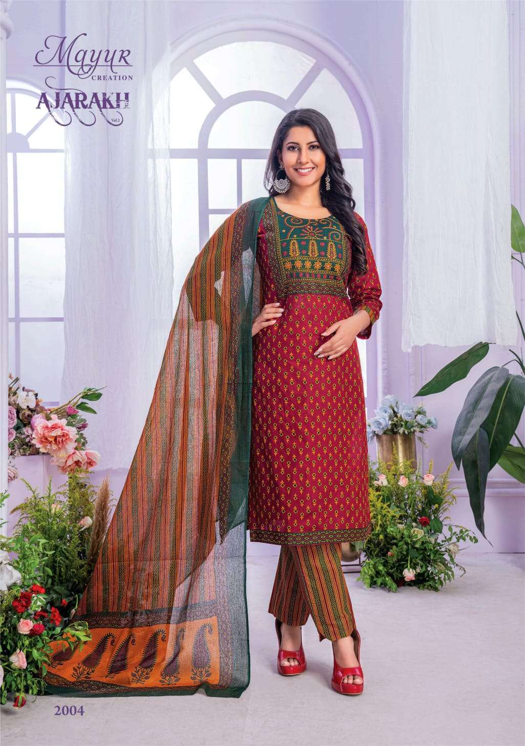 MAYUR CREATION AJARAKH VOL 2 COTTON PRINTED KURTI BOTTOM WITH DUPATTA LATEST CATALOGUE 
