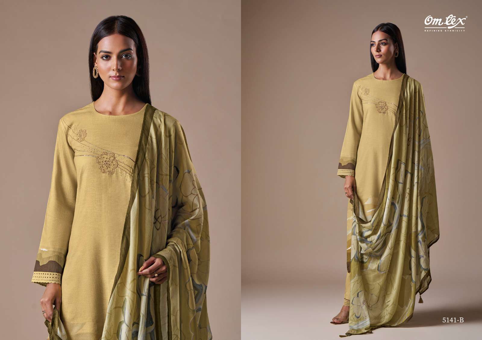 OMTEX SAROVA LINEN COTTON LADIES SUIT CATALOG EXPORTER IN SURAT 