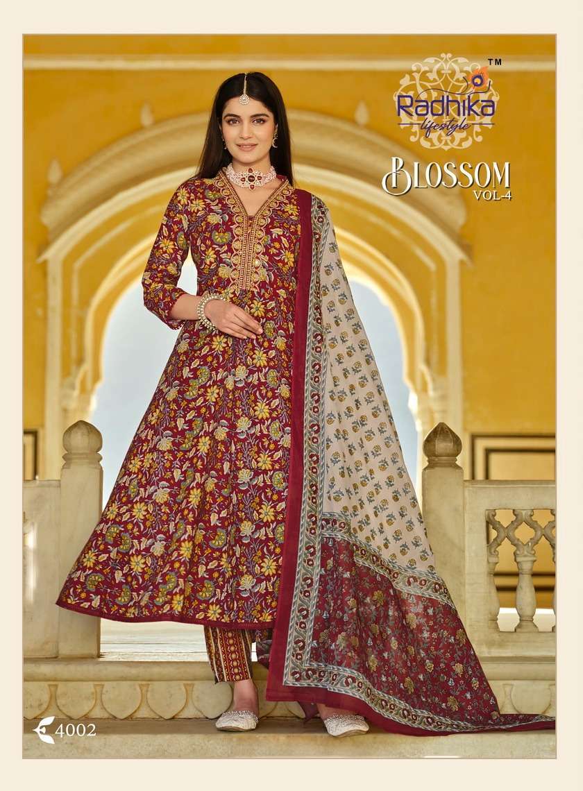 RADHIKA LIFESTYLE BLOSSOM VOL 4 TOP PANT WITH DUPATTA 3 PCS SET CATALOGUE 