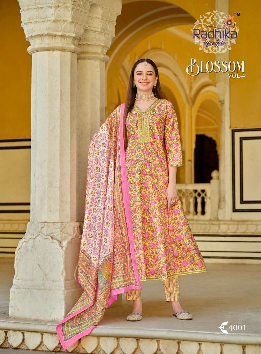 RADHIKA LIFESTYLE BLOSSOM VOL 4 TOP PANT WITH DUPATTA 3 PCS SET CATALOGUE 