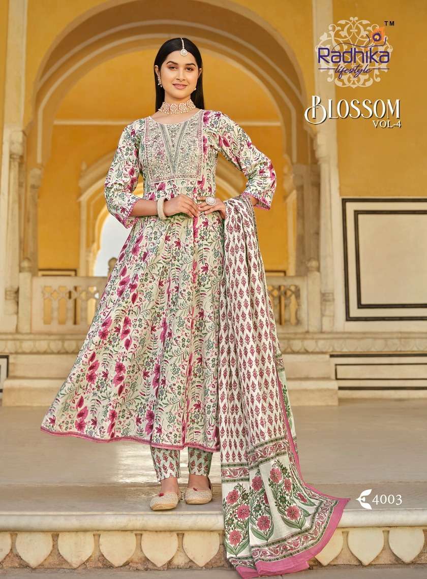 RADHIKA LIFESTYLE BLOSSOM VOL 4 TOP PANT WITH DUPATTA 3 PCS SET CATALOGUE 