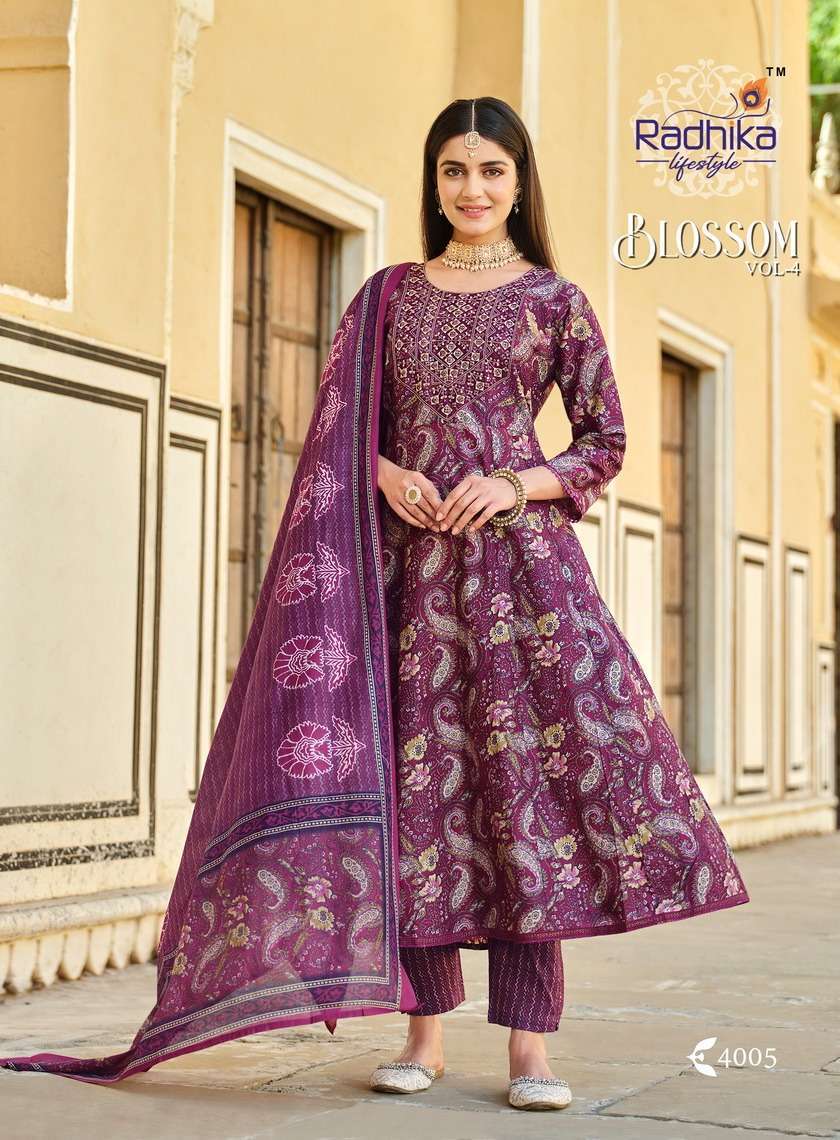 RADHIKA LIFESTYLE BLOSSOM VOL 4 TOP PANT WITH DUPATTA 3 PCS SET CATALOGUE 