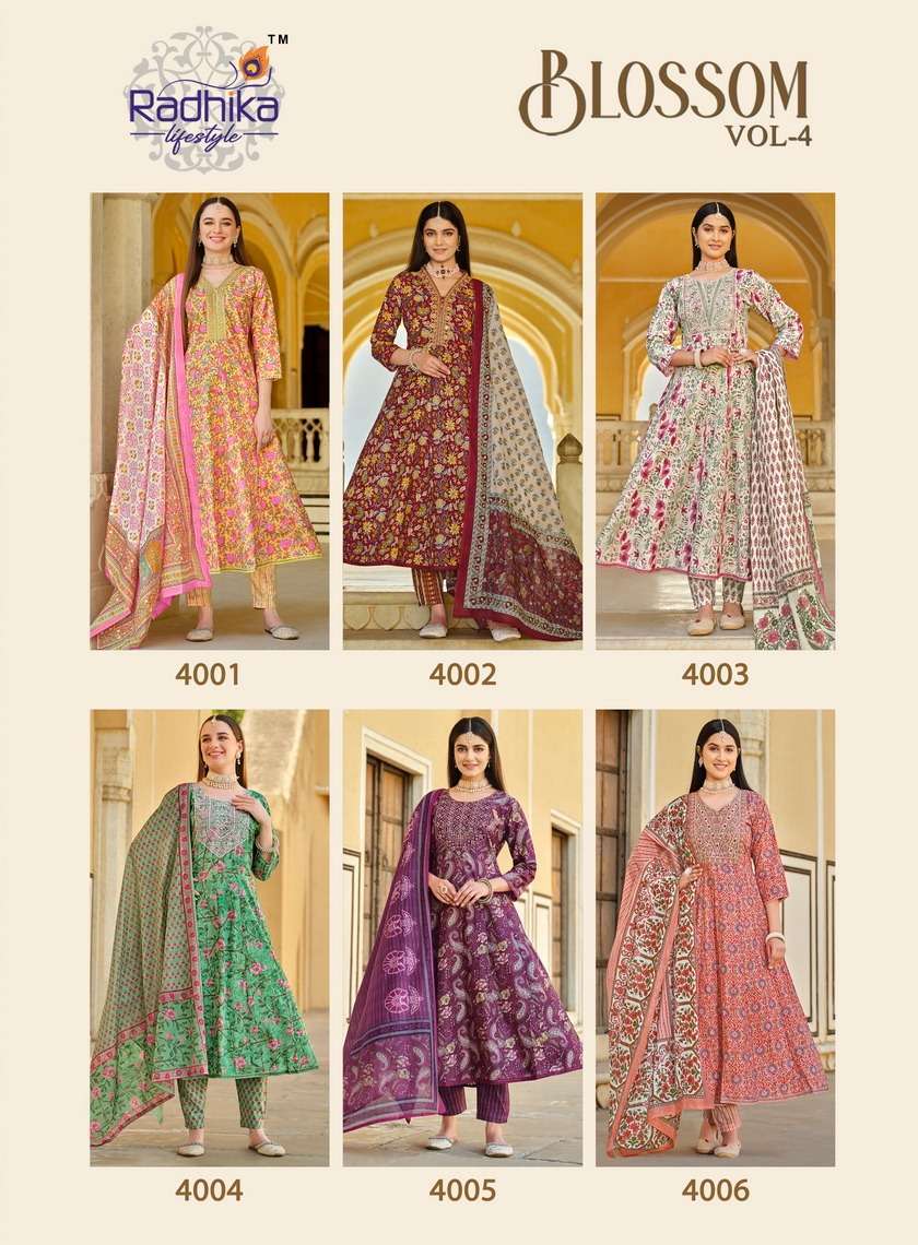 RADHIKA LIFESTYLE BLOSSOM VOL 4 TOP PANT WITH DUPATTA 3 PCS SET CATALOGUE 