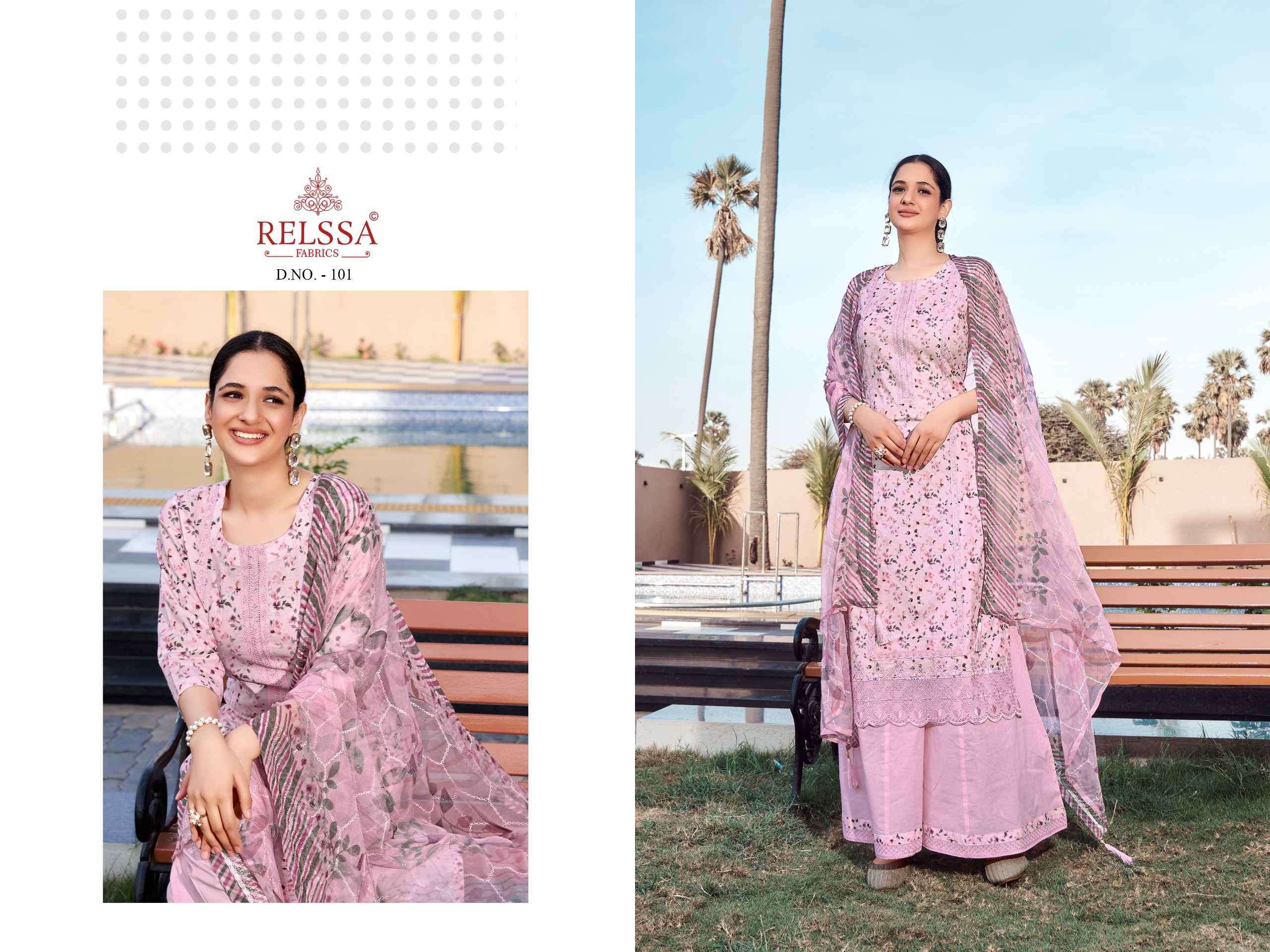 RELSSA AISHA FANCY EMBROIDERY WORK COTTON SUIT CATALOGUE WHOLESALE PRICE SURAT 2024
