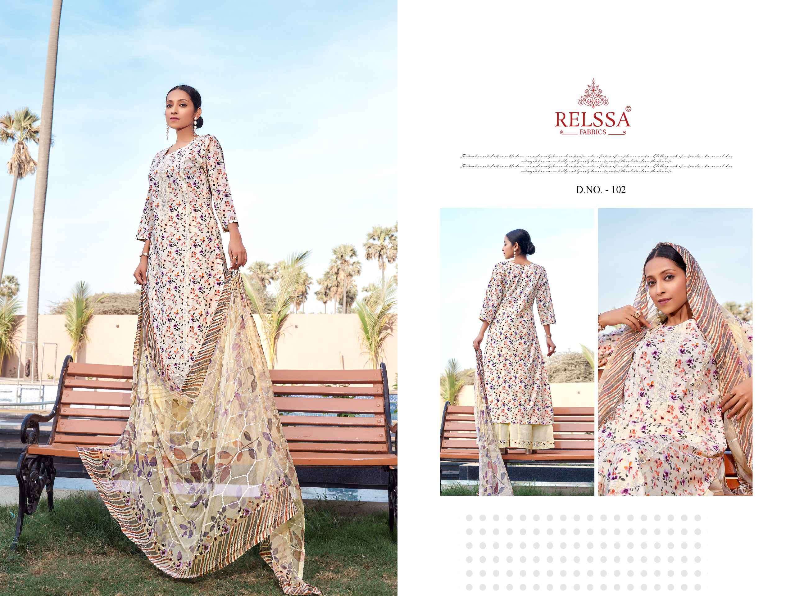 RELSSA AISHA FANCY EMBROIDERY WORK COTTON SUIT CATALOGUE WHOLESALE PRICE SURAT 2024
