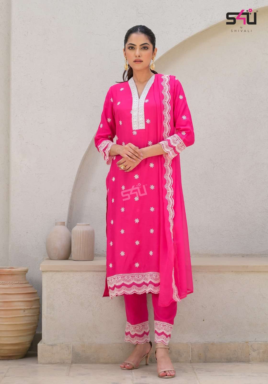S4U LIBAS VOL 2 LATEST STYLE MUSLIN KURTI PANT WITH DUPATTA LATEST CATALOGUE 2024