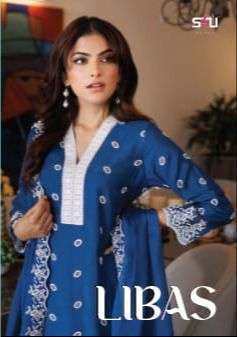 S4U LIBAS VOL 2 LATEST STYLE MUSLIN KURTI PANT WITH DUPATTA LATEST CATALOGUE 2024