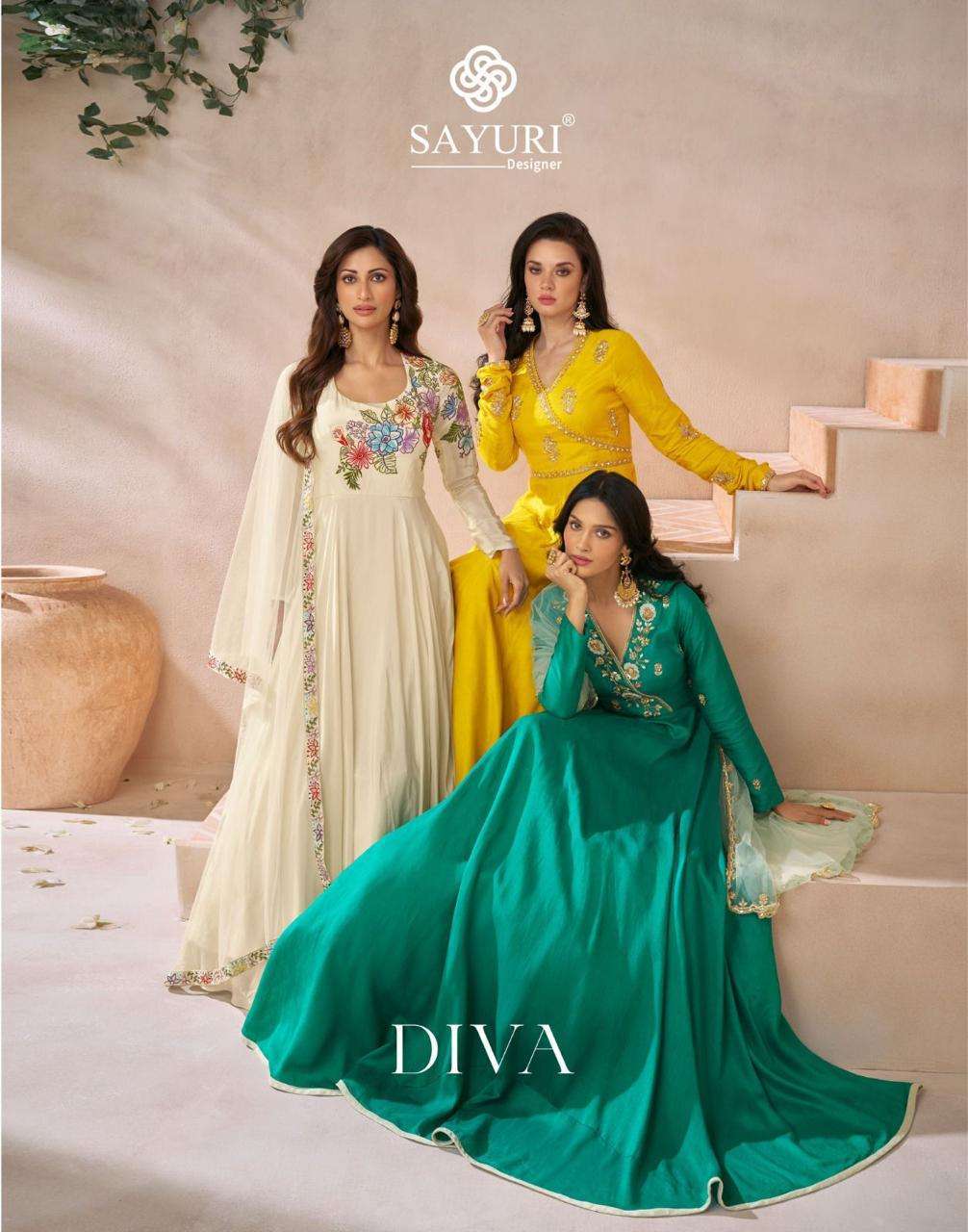SAYURI DIVA PARTYWEAR DESIGNER GOWN CATALOG EXPORTERS INS SURAT 