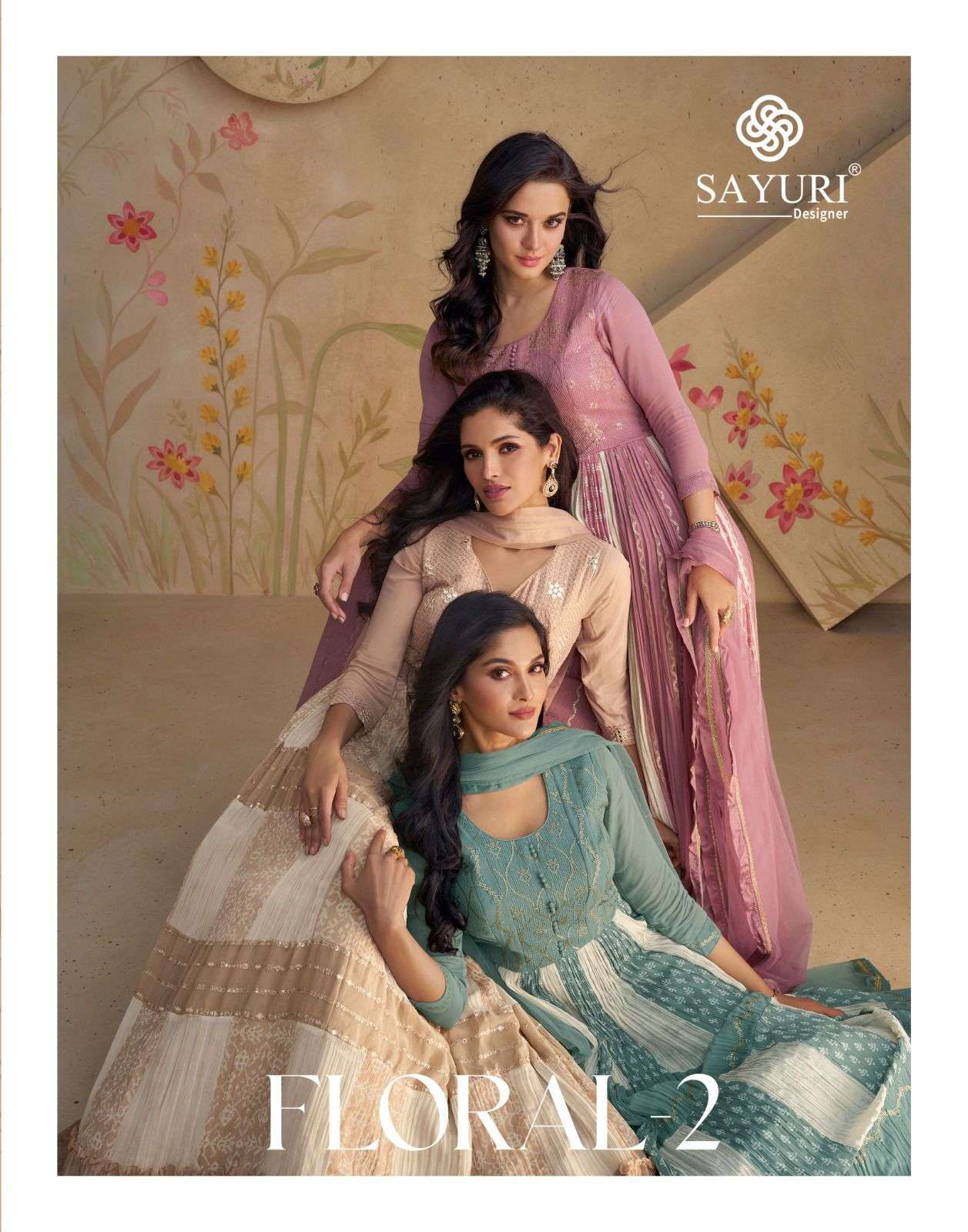 SAYURI FLORAL VOL 2 DESIGNER GOWN PARTYWEAR CATALOG SUPPLIER IN SURAT 