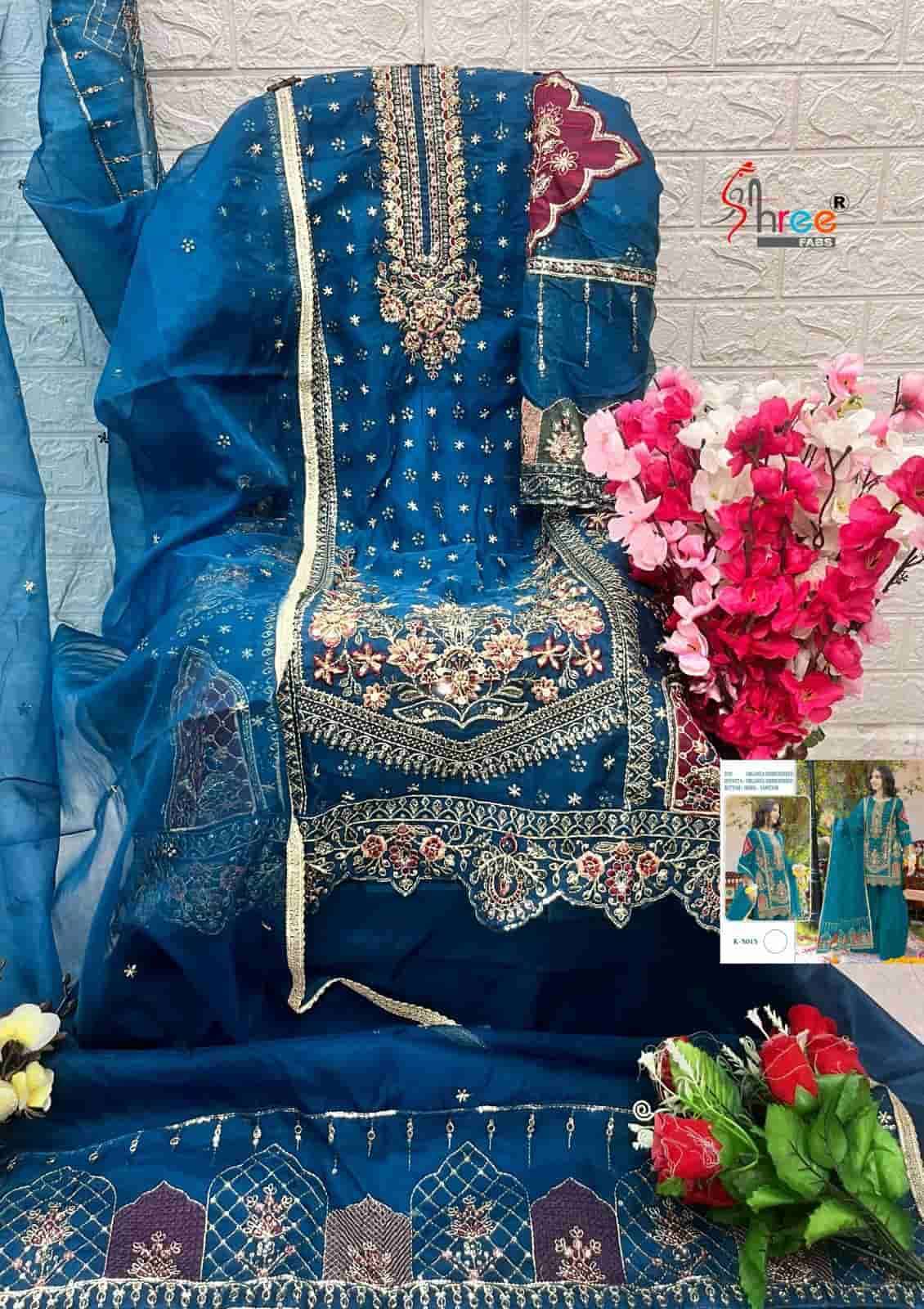 SHREE FABS K 5015 COLORS FESTIVE WEAR DESIGNER SUIT WHOLESALER IN SURAT 