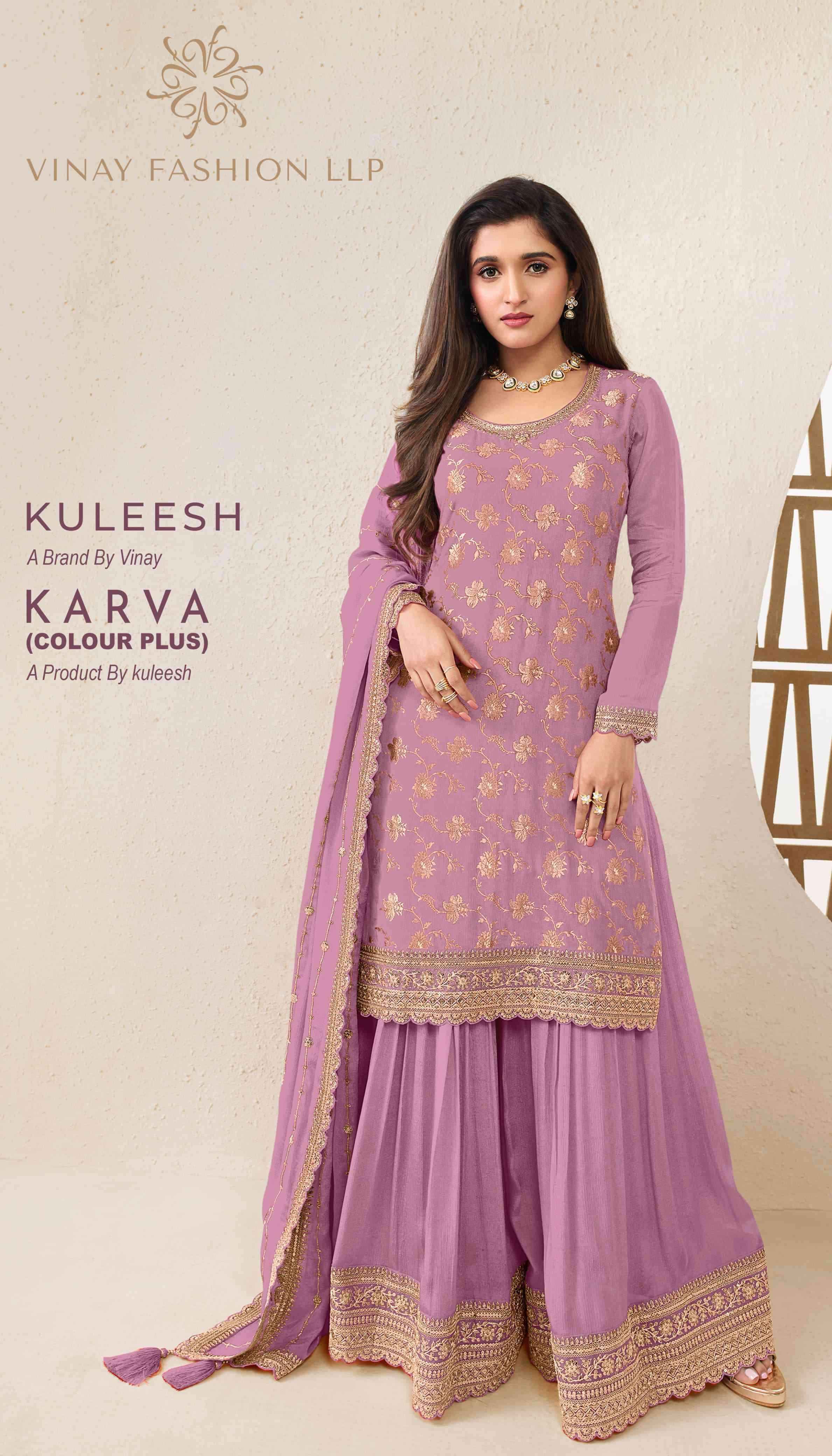 VINAY FASHION KULEESH KARVA COLOUR PLUS DESIGNER LADIES SUIT CATALOG EXPORTER 2024