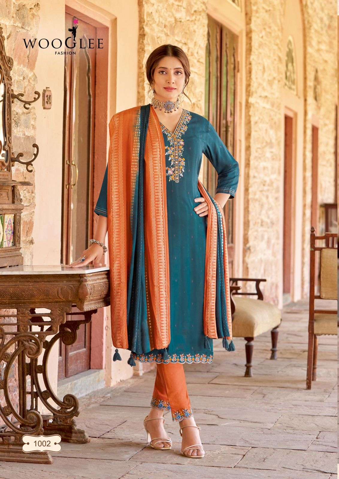 WOOGLEE KAAVISHA RAYON KURTI PANT WITH DUPATTA LATEST CATALOGUE 